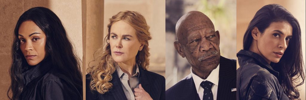 V.l.: Zoe Saldaña, Nicole Kidman, Morgan Freeman und Laysla De Oliveira